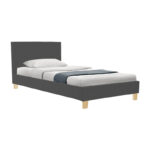 Bed with mattress Nevil-Nemesis fabric anthracite-natural shade leg 90x190cm - Image 2