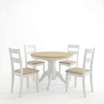 Dining set Dallan Lars 5pcs white rubberwood Φ100(+38)x100x75cm - Слика 2