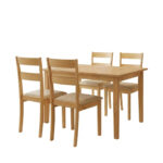 Dining set Dallan Country 5pcs in natural shade rubberwood 120-150x80x74cm - Image 2