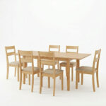 Dining set Dallan Country 7pcs in natural shade rubberwood 120-150x80x74cm - Image 2