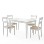 Dining set Dallan Mabor 5pcs white rubberwood 120-150x80x73.8cm - Слика 2