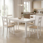 Dining set Dallan Mabor 5pcs white rubberwood 120-150x80x73.8cm
