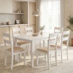 Dining set Dallan Mabor 7pcs white rubberwood 120-150x80x73.8cm