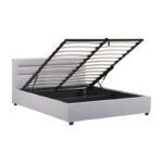 Bed with mattress and storage space Molito-Nemesis velvet gray 150x200cm - Image 3