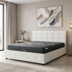 Bed with mattress and storage space Roi-Resty Pakoworld PU white 160x200cm