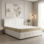 Bed with mattress and storage space Roi-Nemesis Pakoworld PU white 160x200cm