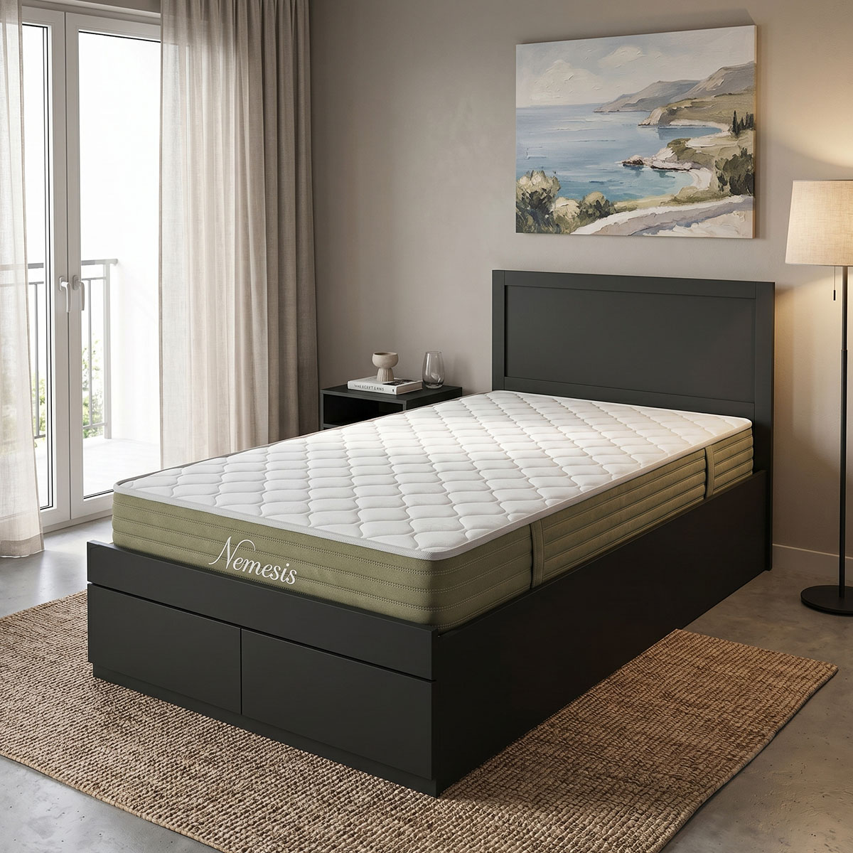 200-001796 Bed with mattress and drawer Olympus-Nemesis wenge 100x200cm - Слика 1