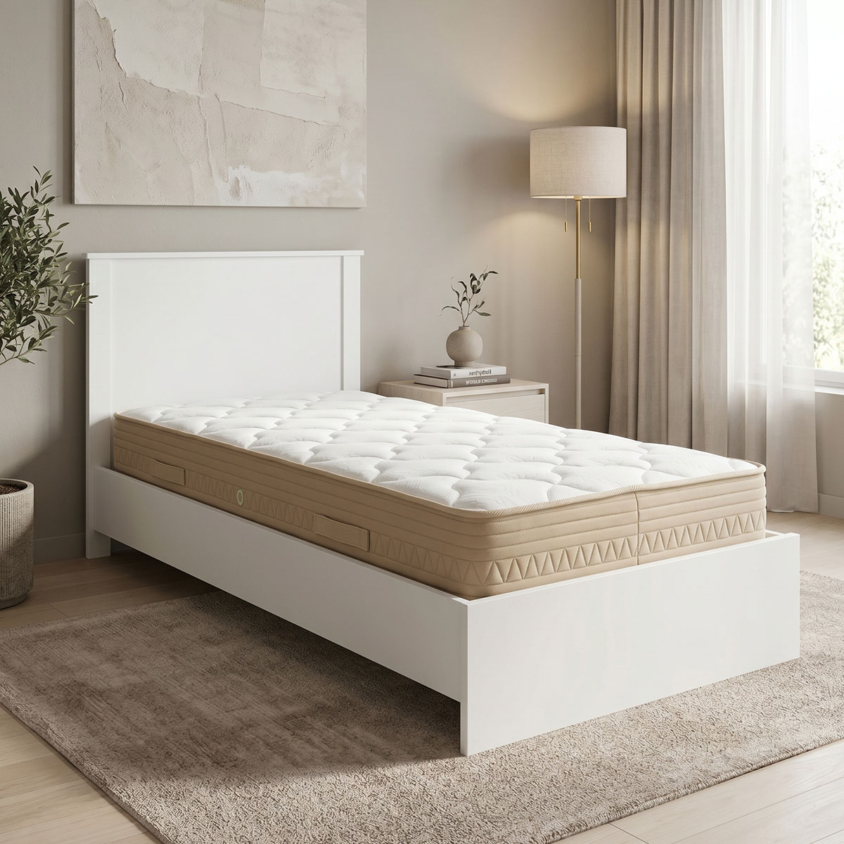 200-001830 Bed with mattress Athos Sleepy white 90x190cm - Слика 1