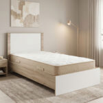 Bed with mattress Athos Sleepy sonoma white 90x190cm
