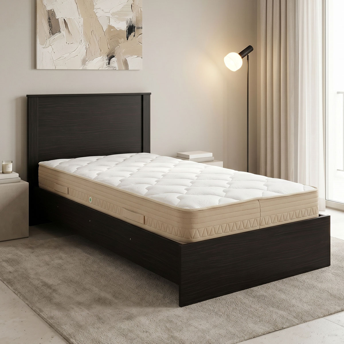 200-001833 Bed with mattress Athos Sleepy wenge 90x190cm - Image 1