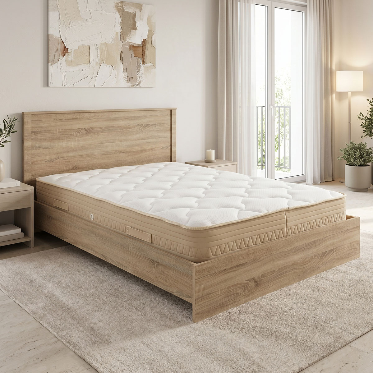 200-001834 Bed with mattress Athos Sleepy sonoma 160x200cm - Image 1
