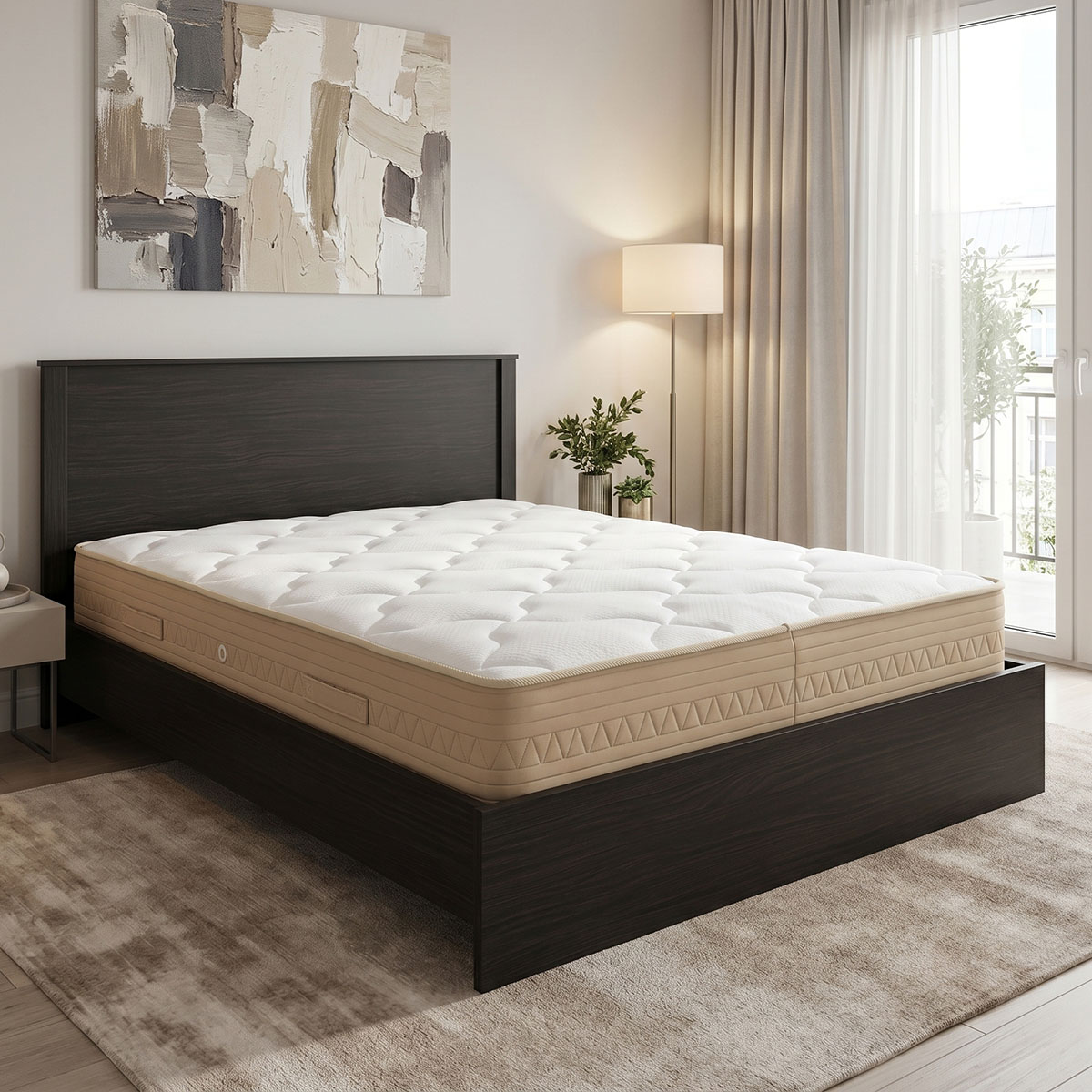 200-001838 Bed with mattress Athos Sleepy wenge 160x200cm - Image 1