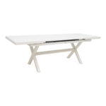 Dining set Dagyn Breze set 7pcs white aluminum with natural shade 180-240x90x76cm - Image 4
