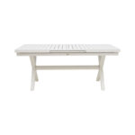 Dining set Dagyn Breze set 7pcs white aluminum with natural shade 180-240x90x76cm - Image 5