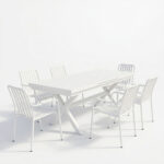 Dining set Dagyn Vista set 7pcs white aluminum 180-240x90x76cm - Слика 2