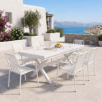 Dining set Dagyn Vista set 7pcs white aluminum 180-240x90x76cm