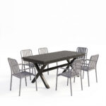 Dining set Dagyn Vista set 7pcs anthracite aluminum 180-240x90x76cm - Слика 2