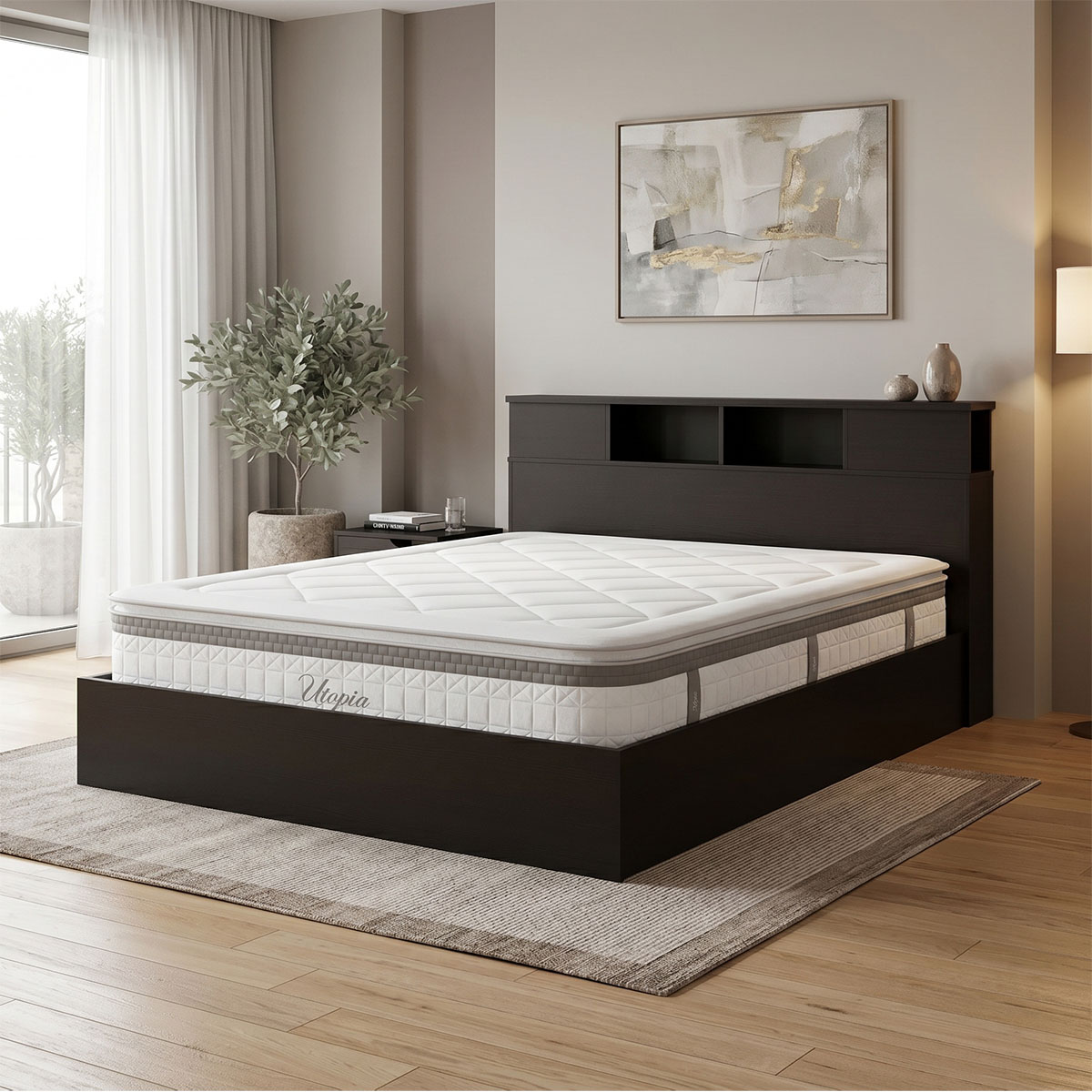 200-001877 Bed with mattress Olympus Utopia wenge 160x200cm - Слика 1