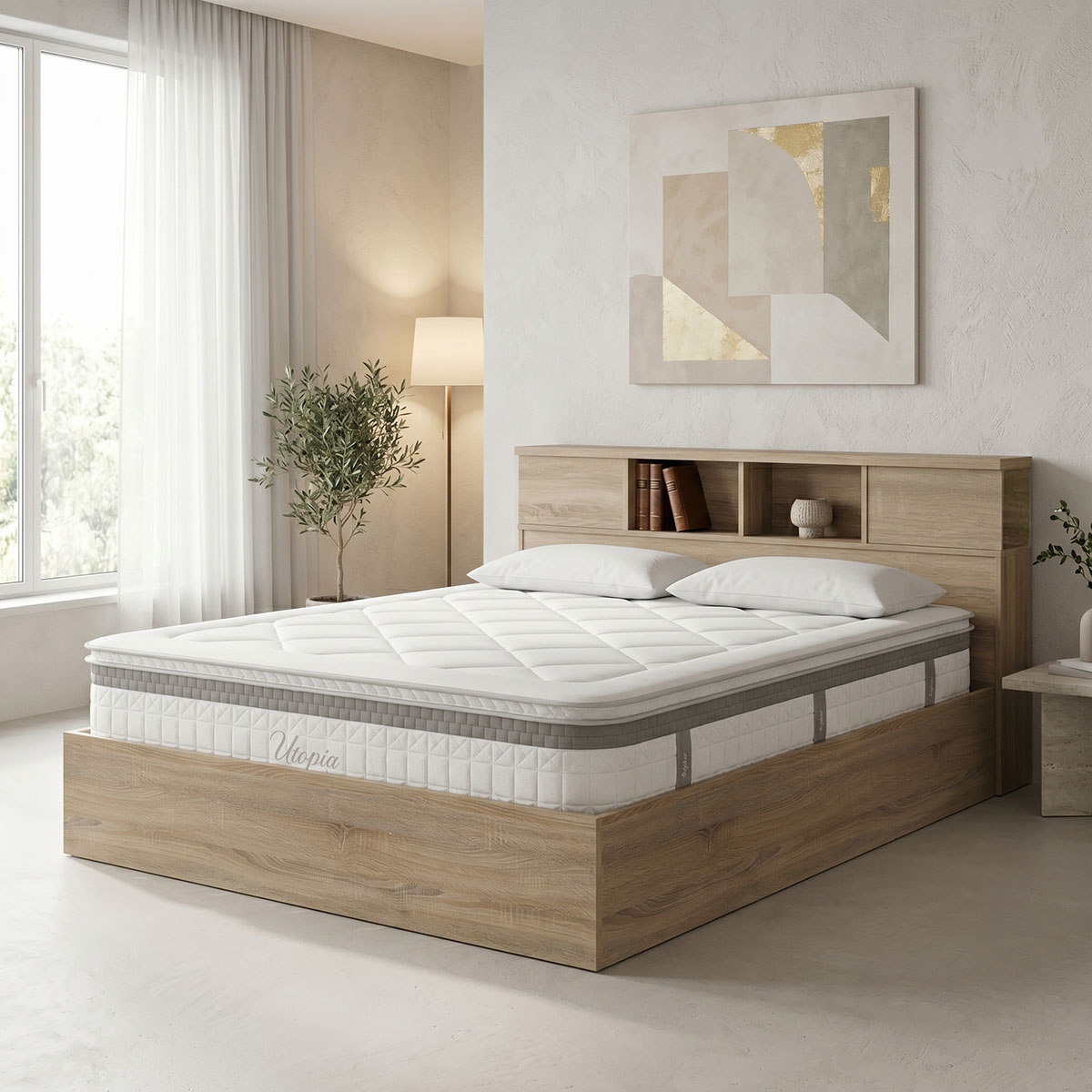 200-001881 Bed with mattress Olympus Utopia sonoma 160x200cm - Слика 1