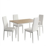 Dining Table with Chairs Parker white and Table Faragio white with natural shade 120x75x75cm Set 5pcs - Слика 2