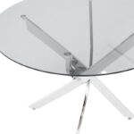 Dining Set with Ezra white Armchairs and Antoro Table glass with chrome base Φ100x75cm Set 5pcs - Image 5