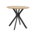 Julita dining set with grey Chairs and Xuson table in natural finish Ø80x75cm 5-piece Set - Слика 3