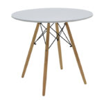Dining Set with Ezra cappuccino Armchairs and Julita White Table Ø80x73cm Set of 5pcs - Image 3