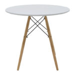Dining Set with Parker Chairs beige & Julita White Table Ø80x73cm 5Pieces - Слика 4