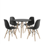 Dining Set with Julita Chairs black & Julita black Table Ø80x73cm 5Pieces - Слика 2