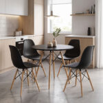 Dining Set with Julita Chairs black & Julita black Table Ø80x73cm 5Pieces
