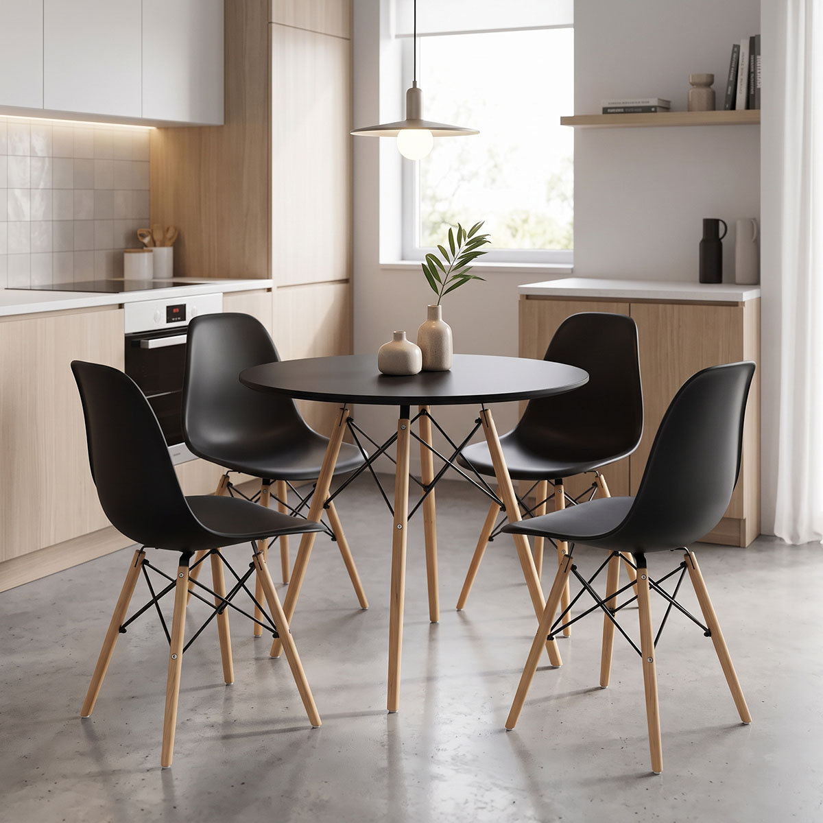 200-001986 Dining Set with Julita Chairs black & Julita black Table Ø80x73cm 5Pieces - Слика 1