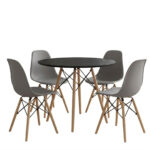 Dining Set with Julita Chairs grey & Julita black Table Ø80x73cm 5Pieces - Слика 2