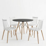 Dining Set with Aurora Chairs white & Julita black Table Ø80x73cm 5Pieces - Слика 2