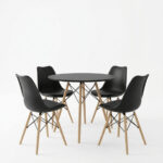 Dining Set with Julita Chairs black and Julita Table Black Ø80x73cm Set of 5Pieces - Image 2