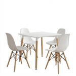 Dining Set with Chairs Julita White and Natali Table White 80x80x76cm Set of 5pcs - Image 2