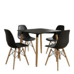 Dining Set with Chairs Julita black Natali Table black 80x80x76cm Set of 5pcs - Image 2