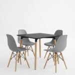 Dining Set with Chairs Julita grey Natali Table black 80x80x76cm Set of 5pcs - Image 2