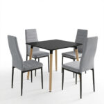 Dining Set with Chairs Parker grey Natali Table black 80x80x76cm Set of 5pcs - Image 2