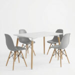 Dining Set with Chairs Julita grey Natali Table white 80x80x76cm Set of 5pcs - Image 2