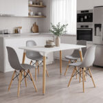 Dining Set with Chairs Julita grey Natali Table white 80x80x76cm Set of 5pcs