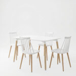 Dining Set with Chairs Aurora white Natali Table white 80x80x76cm Set of 5pcs - Слика 2