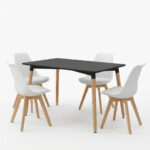 Dining Set with Chairs Gaston black Natali Table black 80x80x76cm Set of 5pcs - Слика 2