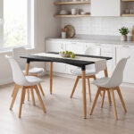 Dining Set with Chairs Gaston black Natali Table black 80x80x76cm Set of 5pcs