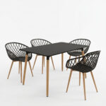 Ezra Dining Set with anthracite Armchairs & Natali Black Table 120x80x76cm  5Piece Set - Слика 2