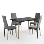 Parker Dining Set with grey Chairs & Natali Black Table 120x80x76cm  5Piece Set - Image 2