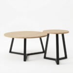 Berton living room tables 2pcs in natural color with black metal - Image 2