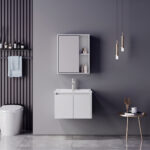 Chinky Mentis vanity with washbasin faucet and mirror in white and chrome