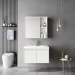 Sinkea Mentis vanity with washbasin faucet and mirror in λευκό and chrome