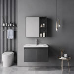 Sinkea Mentis vanity with washbasin faucet and mirror in anthracite and chrome