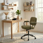 Office chair Leberta khaki fabric 64x63.5x86-96cm - Image 2